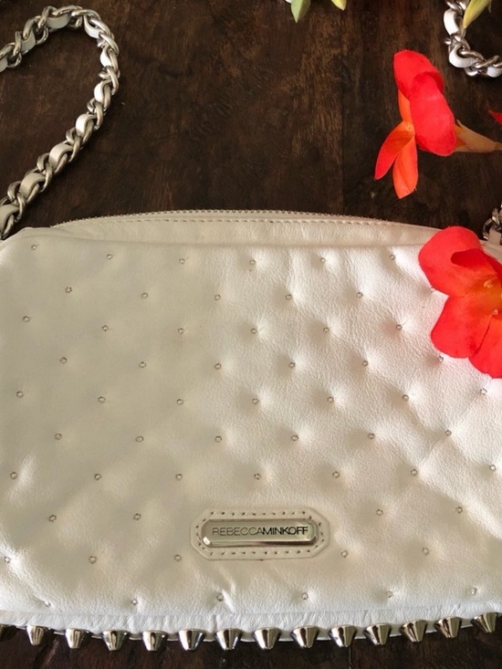 Rebecca Minkoff Handbags - Rebecca Minkoff White Studded Leather Crossbody with Silver Chain